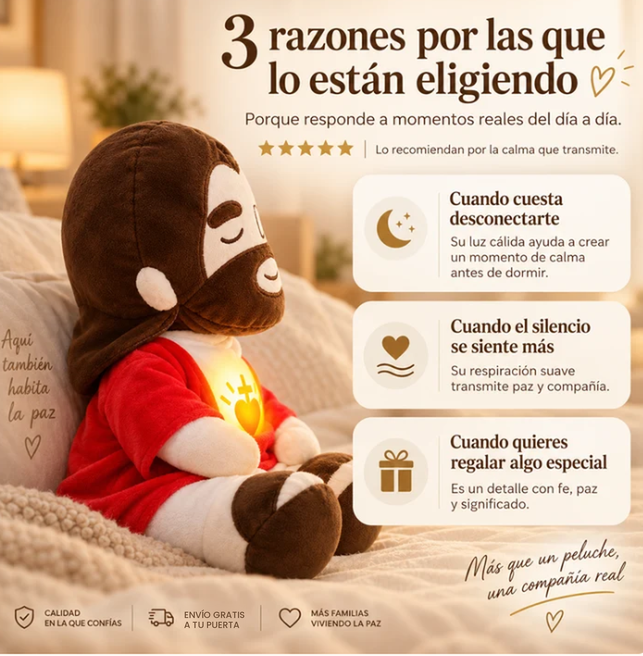 Peluche de Jesús que respira con luz